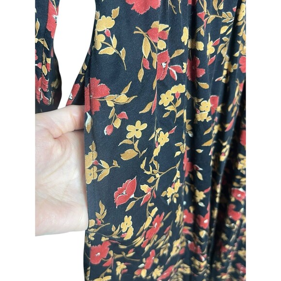 Vintage LL Bean Blue Floral Long Sleeve Maxi Dress Small Prairie Cottage Modest - Picture 11 of 14